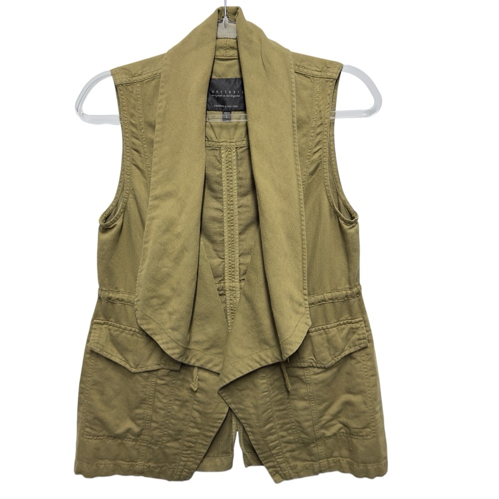 Pure Linen Cotton Herringbone Safari Desert Utility Safari Vest Jacket Army
